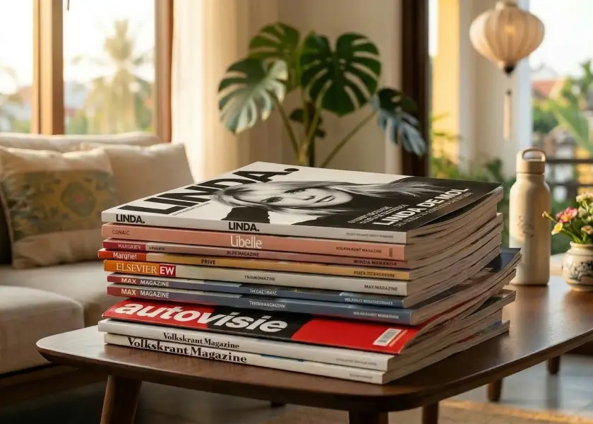 Tijdschriften in een schap