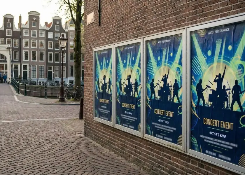 Abri met reclame in het straatbeeld